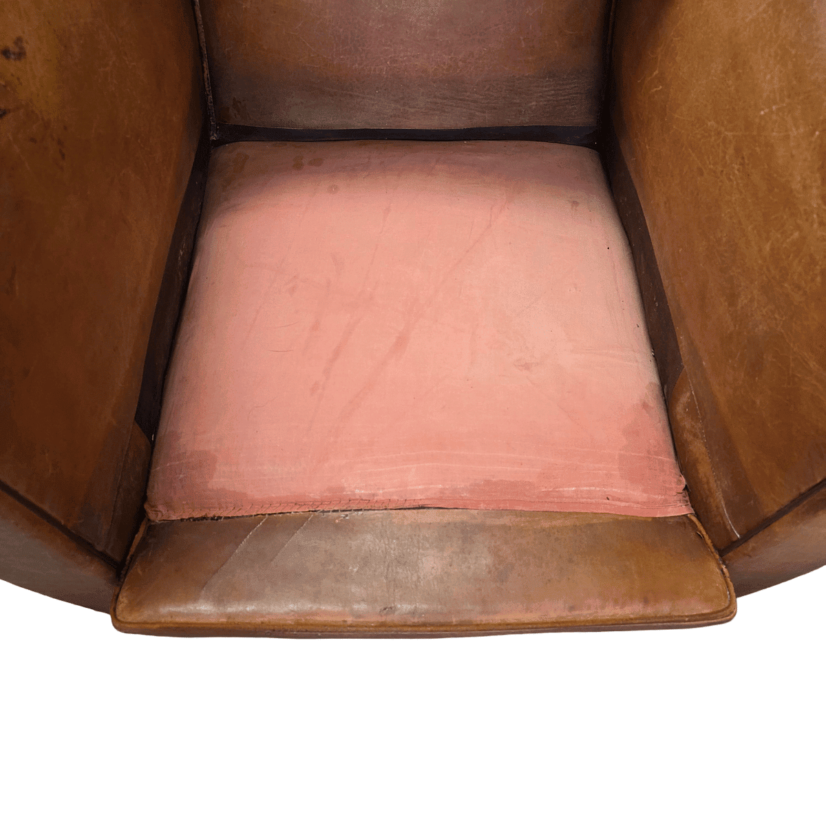 French Art Deco Style Leather Club Armchairs, 1950/60s