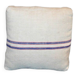 Set de 2 coussins Mid-Century en lin bleu et ivoire à rayures, 45,7 cm