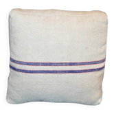 Set of 2 Mid-Century cushions in blue and ivory striped linen, 45.7 cm