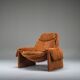 Proposals P60 leather lounge chair by Vittorio Introini for Saporiti, Italy, 1960s