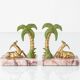 Pair of Art Deco Bookends in Pink Breccia Marble with Antelope and Palm Tree
