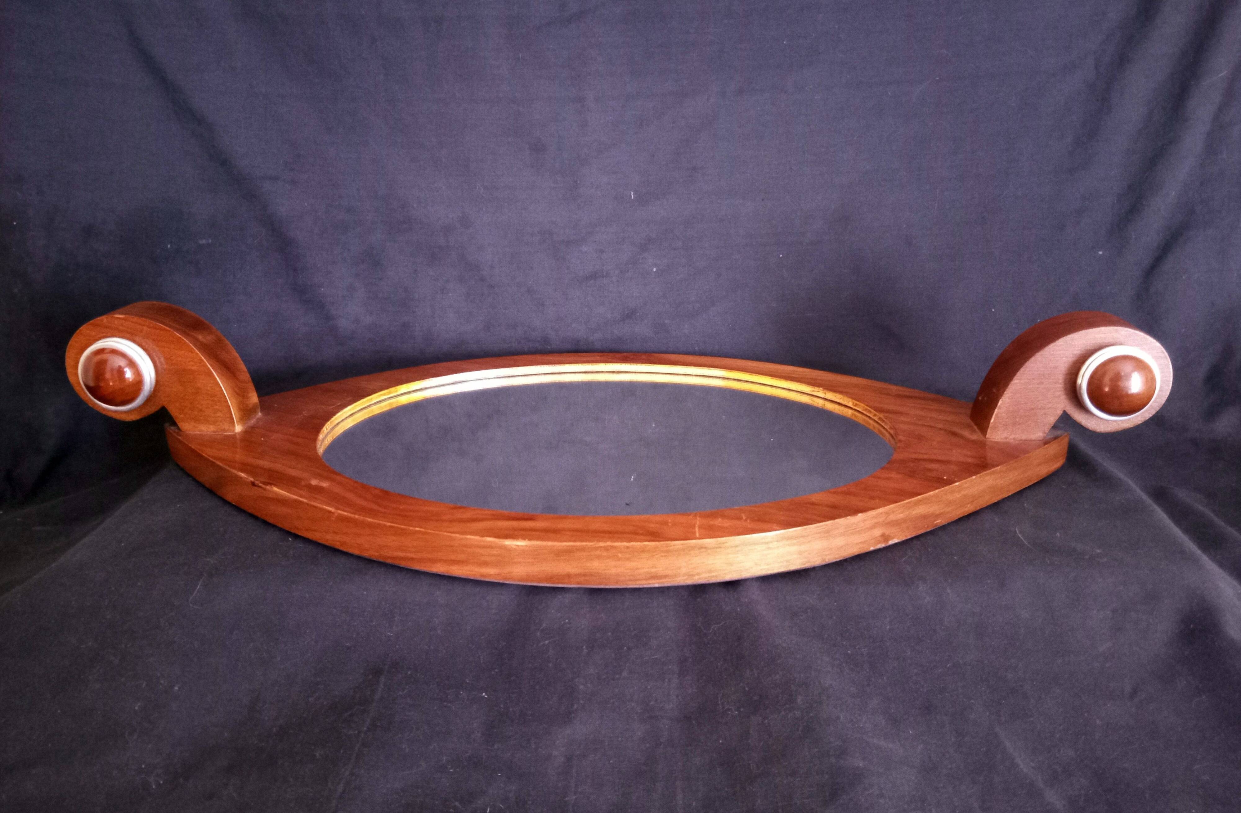 Plateau de service  miroité style Art Déco en bois, année 1930