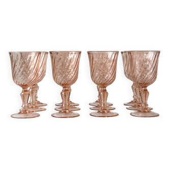 Set of 12 Rosaline swirl model wine glasses, Luminarc.