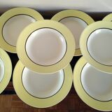8 soup plates Sarreguemines Digoin yellow service