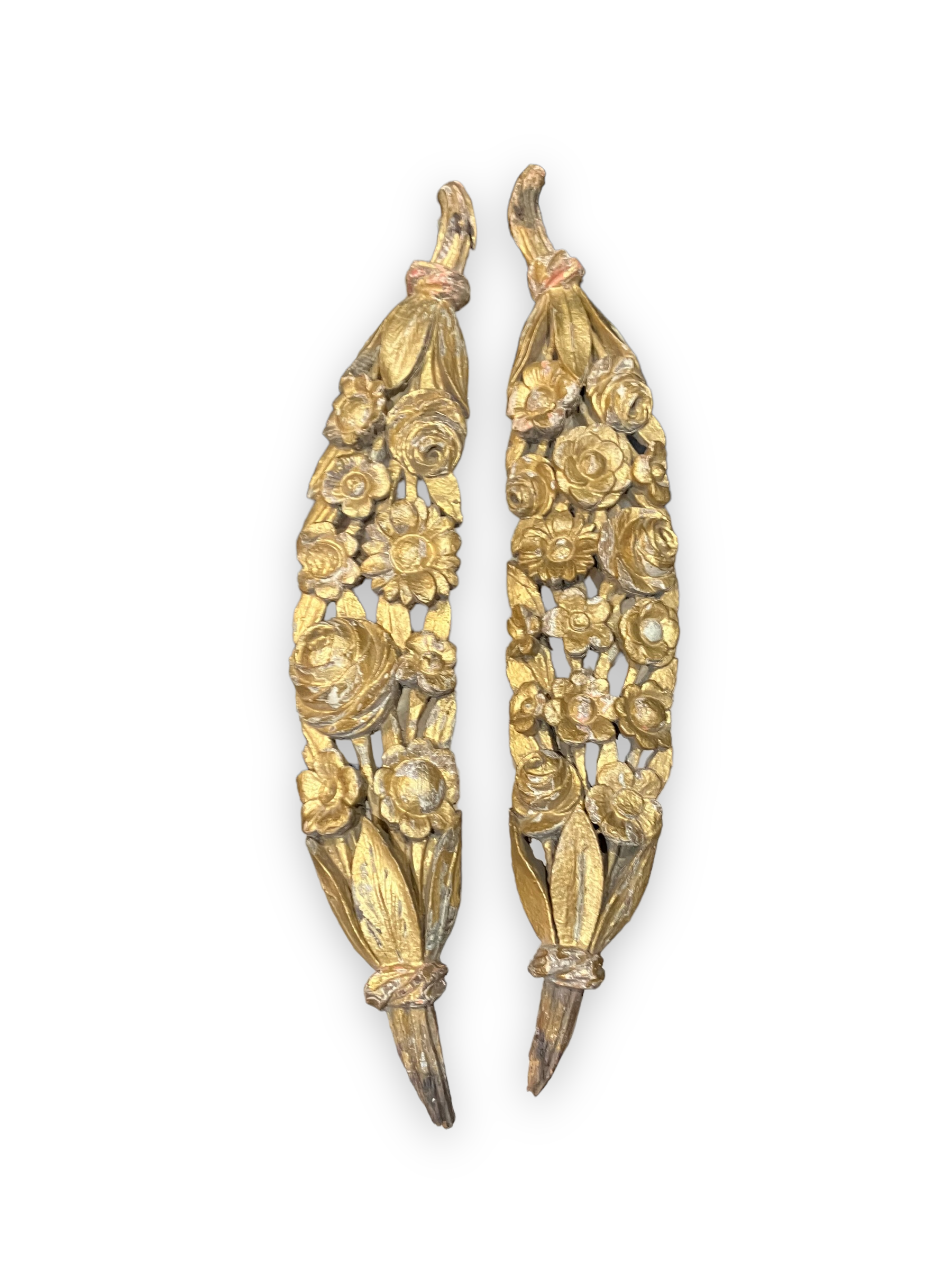Pair of gilded wood decorated with floral garlands