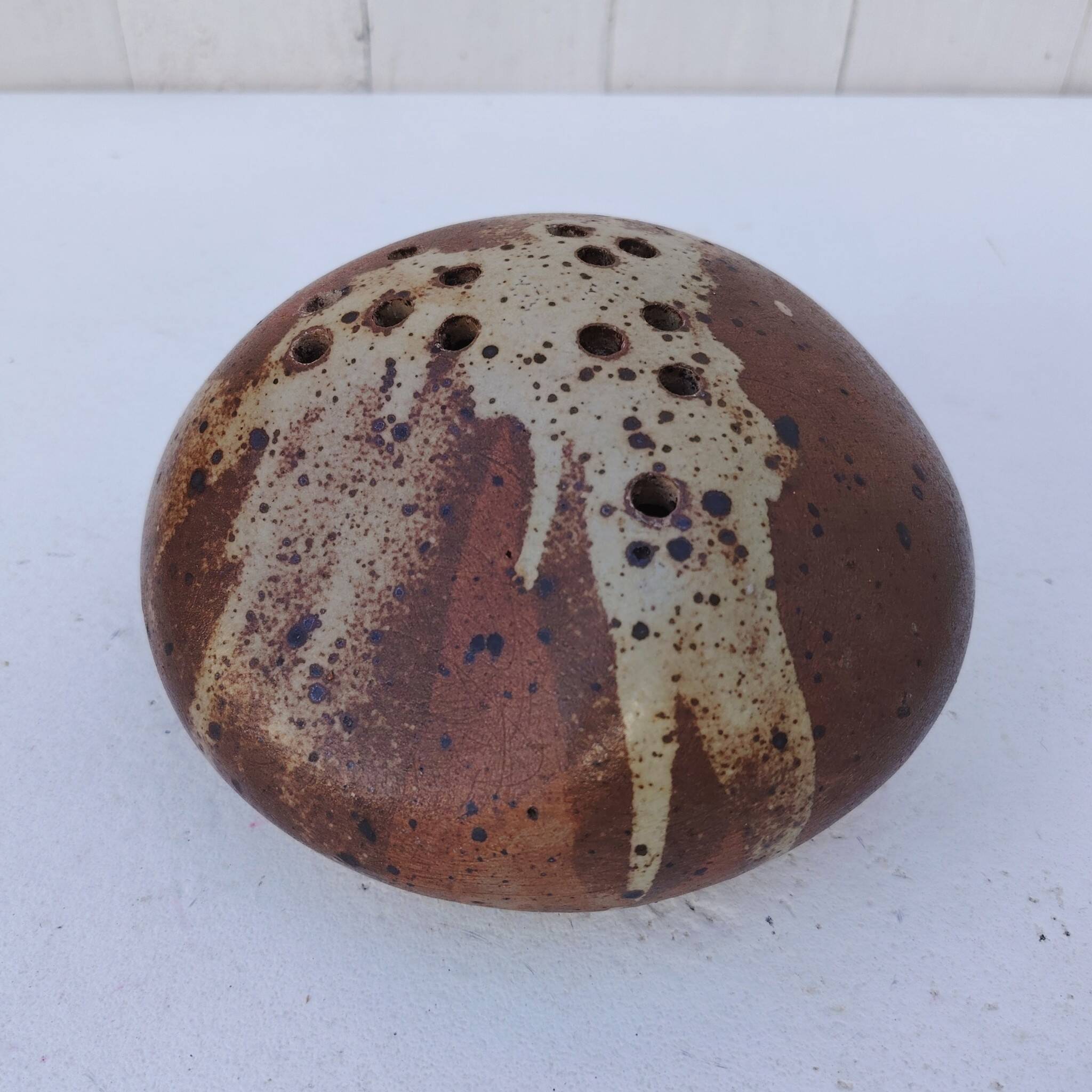 Flower vase, pyrite stoneware, signed, vintage