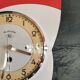 Vintage formica clock silent asymmetrical wall pendulum "BC Paris white red"