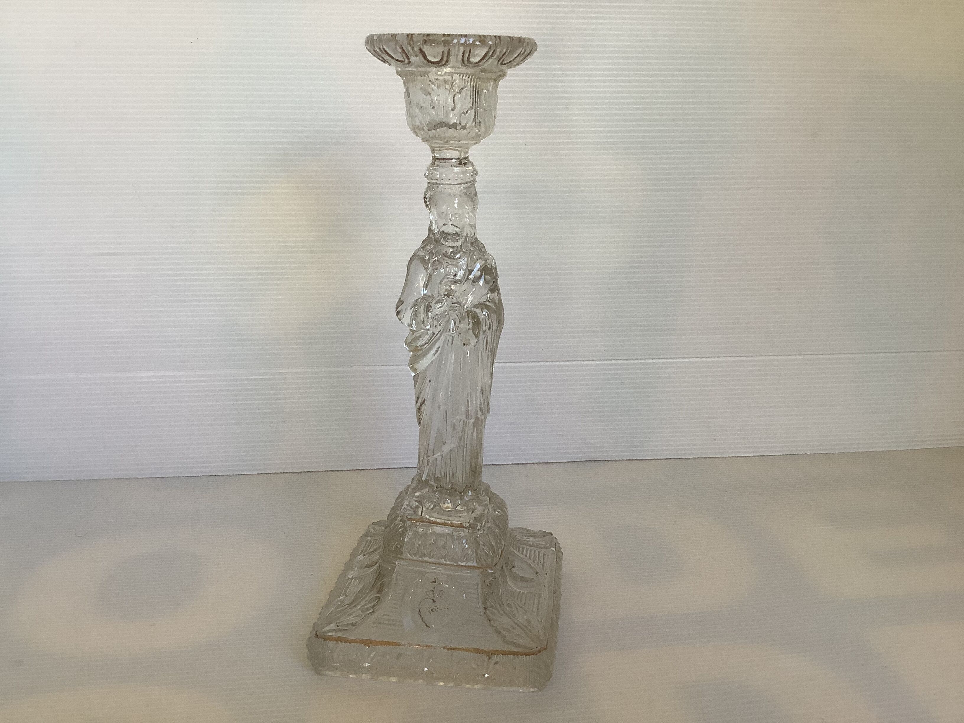 Antique moulded glass candlestick