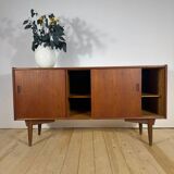 Teak sideboard with sliding doors – vintage Scandinavian design