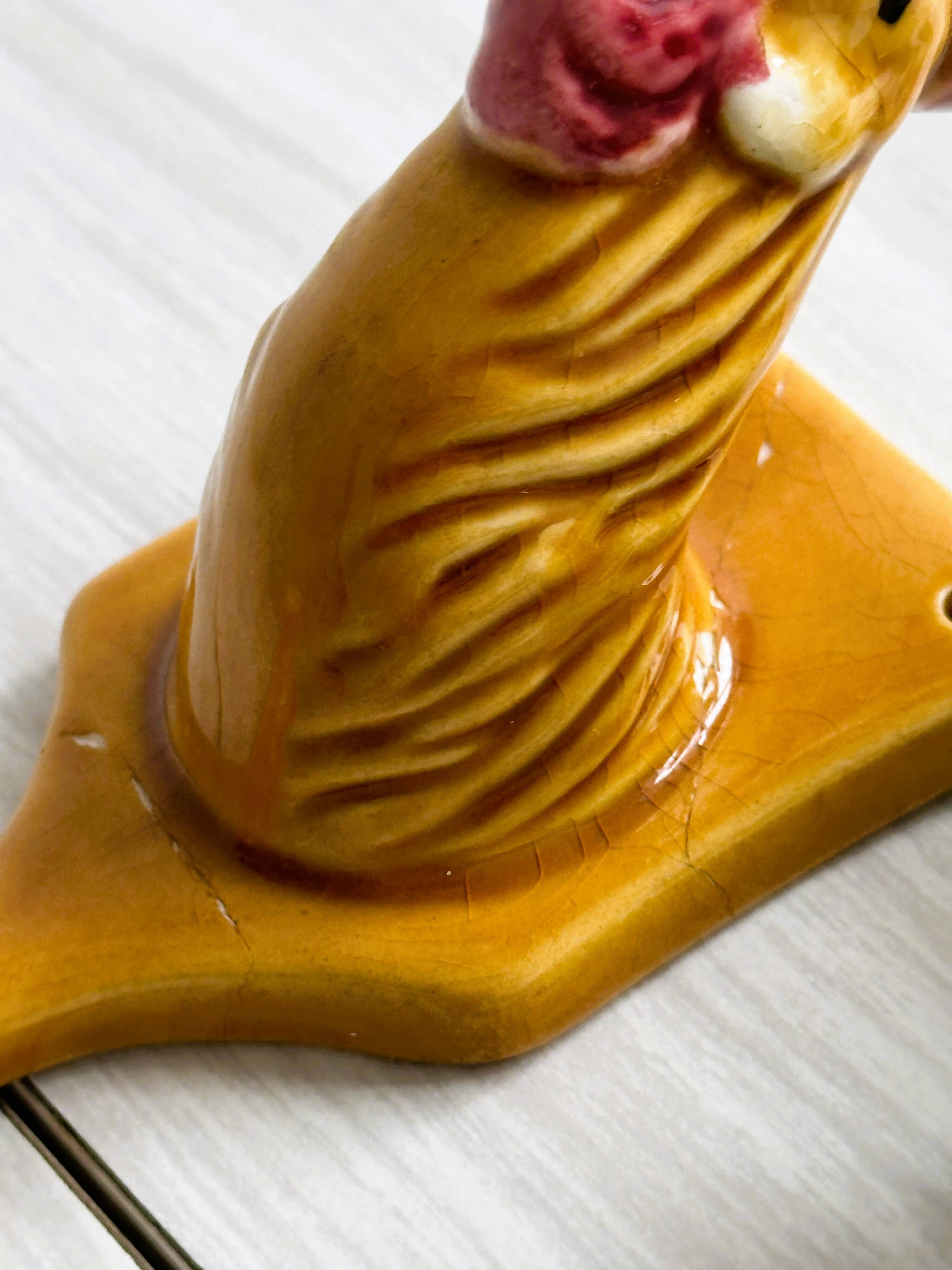 Ceramic slip kitchen towel hooks: Rooster, Hen, Duck.