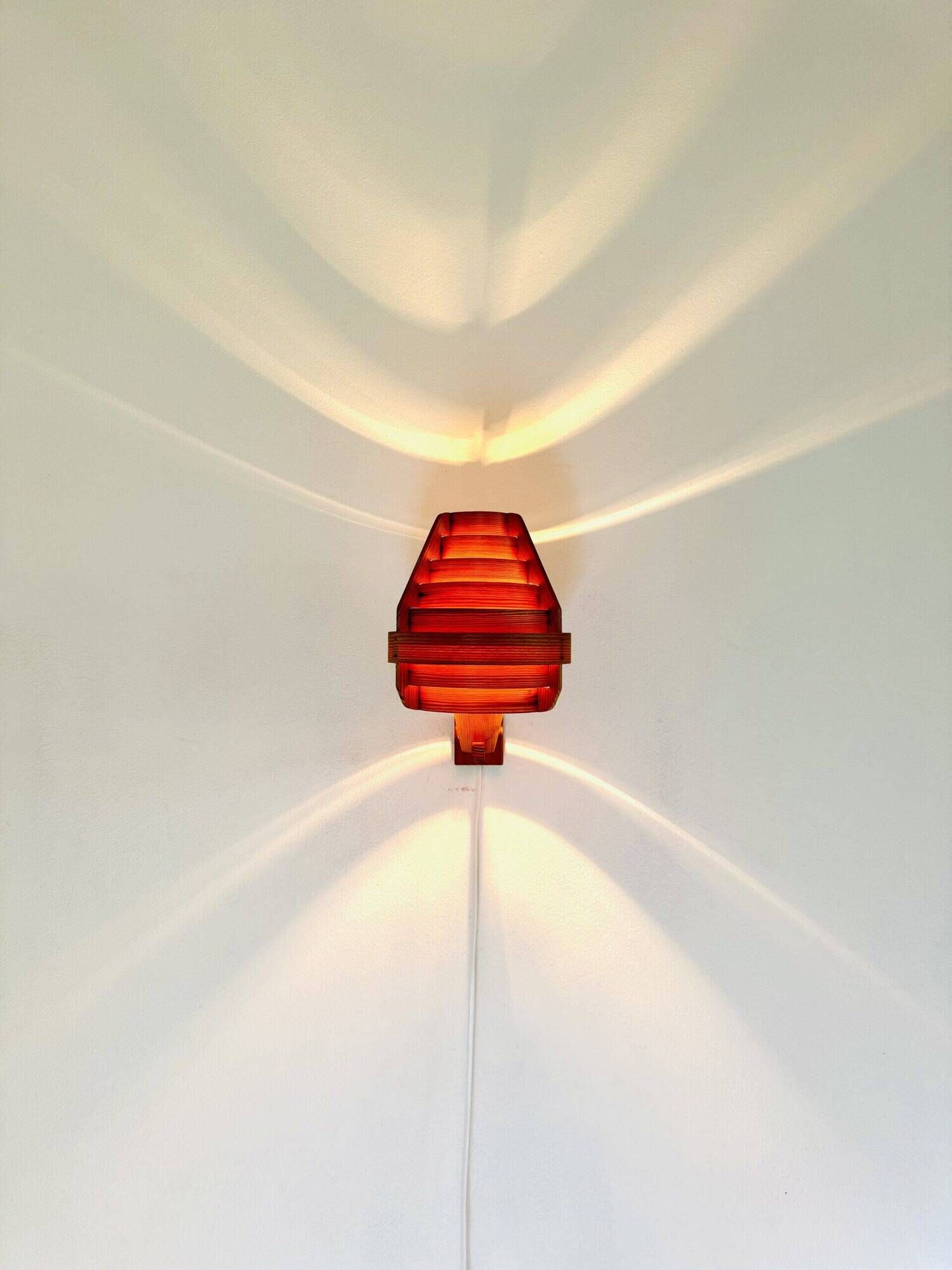 Mounted Pine Veneer Conical Wall Lamp By Hans-Agne Jakobsson For Markaryd, Sweden 1960S