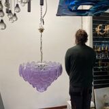 Large Retro Shell Glass Lavender Blue Chandelier