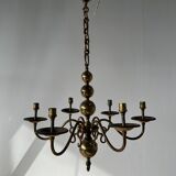 Small golden Dutch chandelier with 6 arms of light