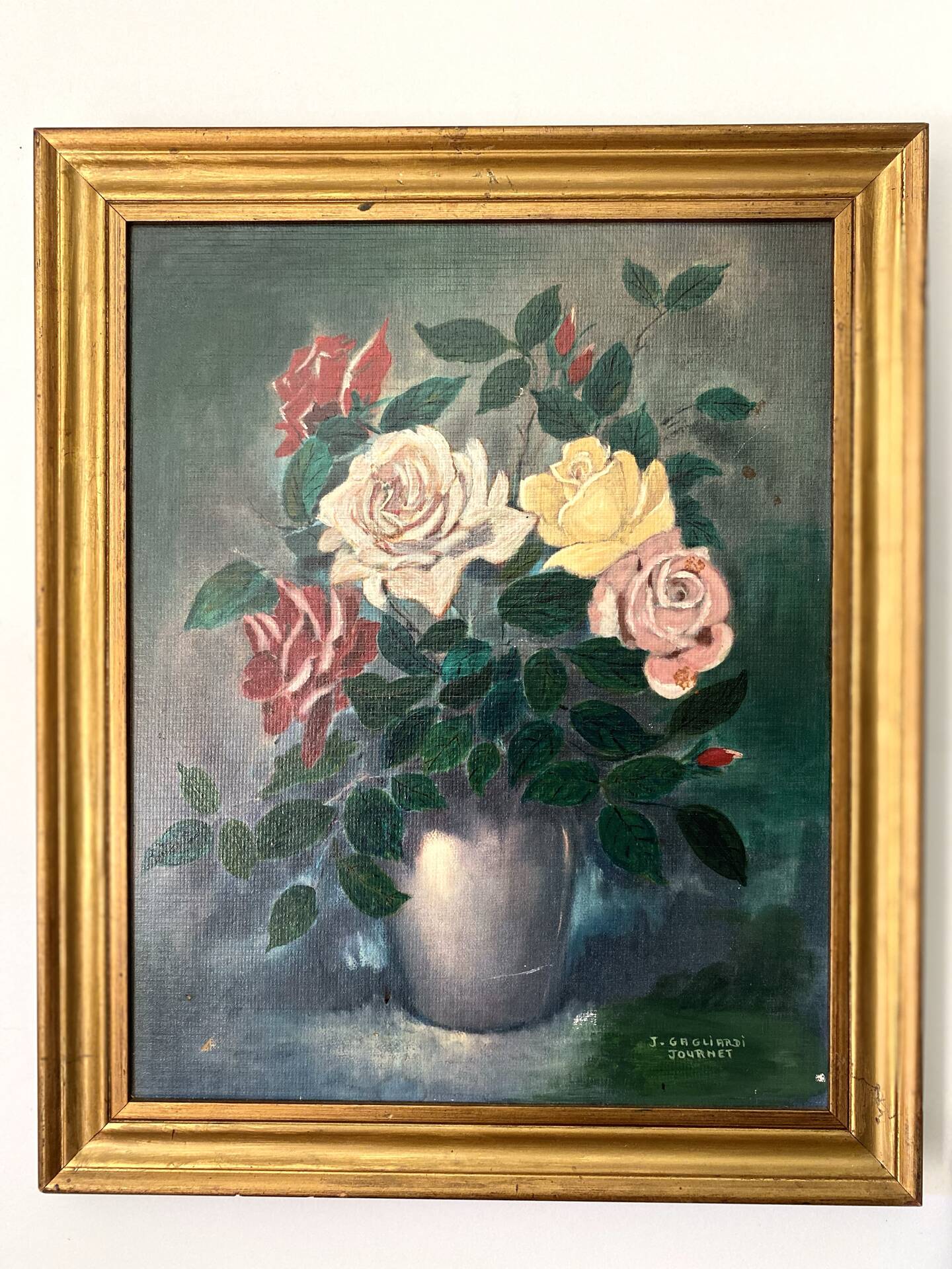 Old Painting "Still Life with Roses" – 1950