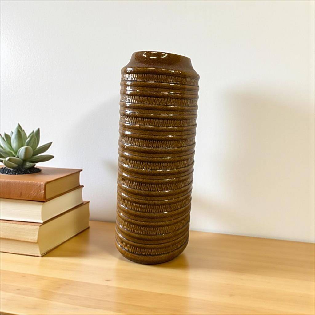 Vintage yellow-brown West Germany Carstens tall vase