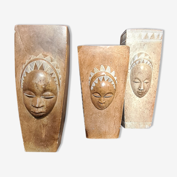 3 Mbigou stone vases