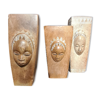 Set de 3 vases en pierre de Mbigou