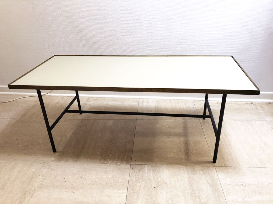 Modernist glass and brass coffee table, 1960