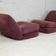 Pair of "eggplant" armchairs, France, circa 1970