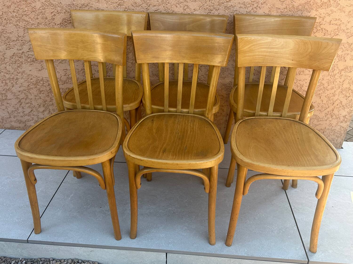 Set of 6 vintage 1960s bistro chairs