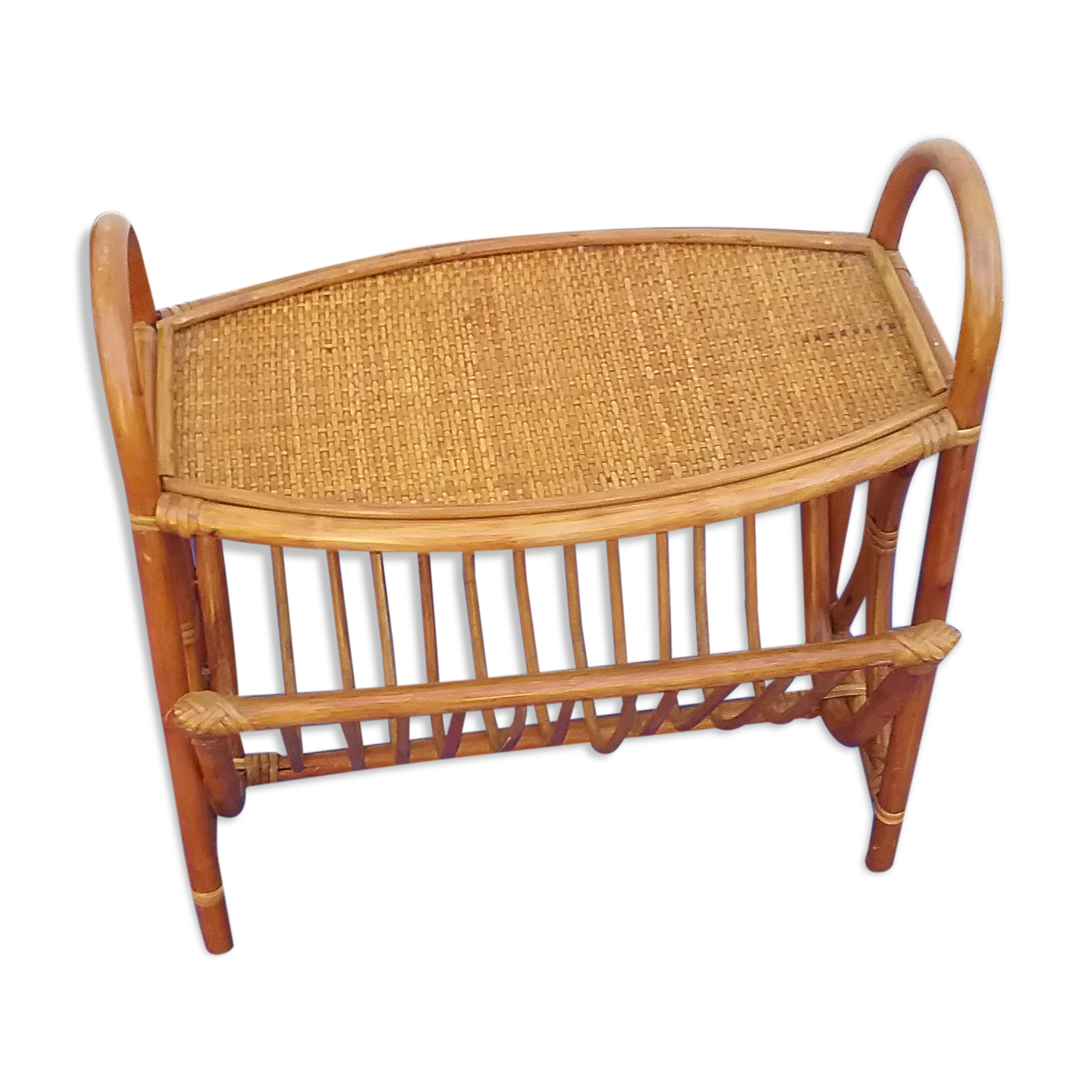 Bamboo and rattan magazine holder