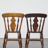 Ensemble de 4 chaises de salle à manger anglaises anciennes du milieu du 19e siècle
