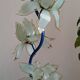 Vintage hollywood regency lotus lamp blue