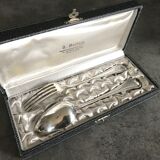 Case with cutlery christofle fork and spoon in silver metal