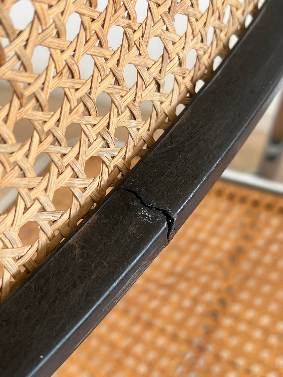 Pair of folding cane chairs