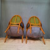 Pair of Louis XVI style leather armchairs