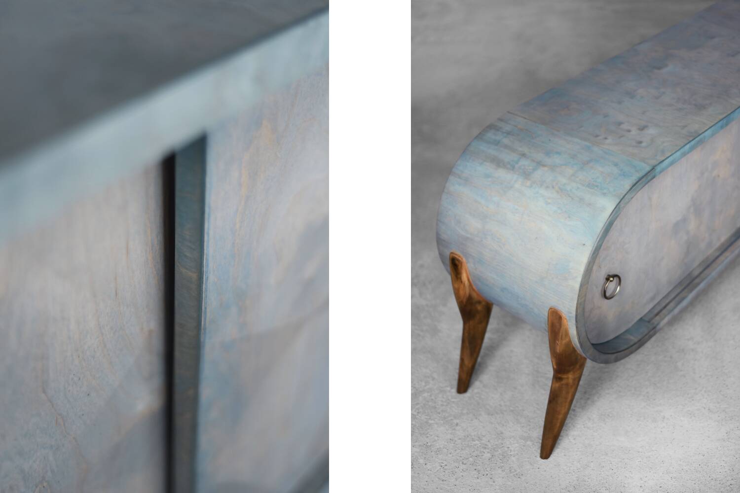 Buffet vintage du milieu du siècle moderne italien turquoise en bouleau