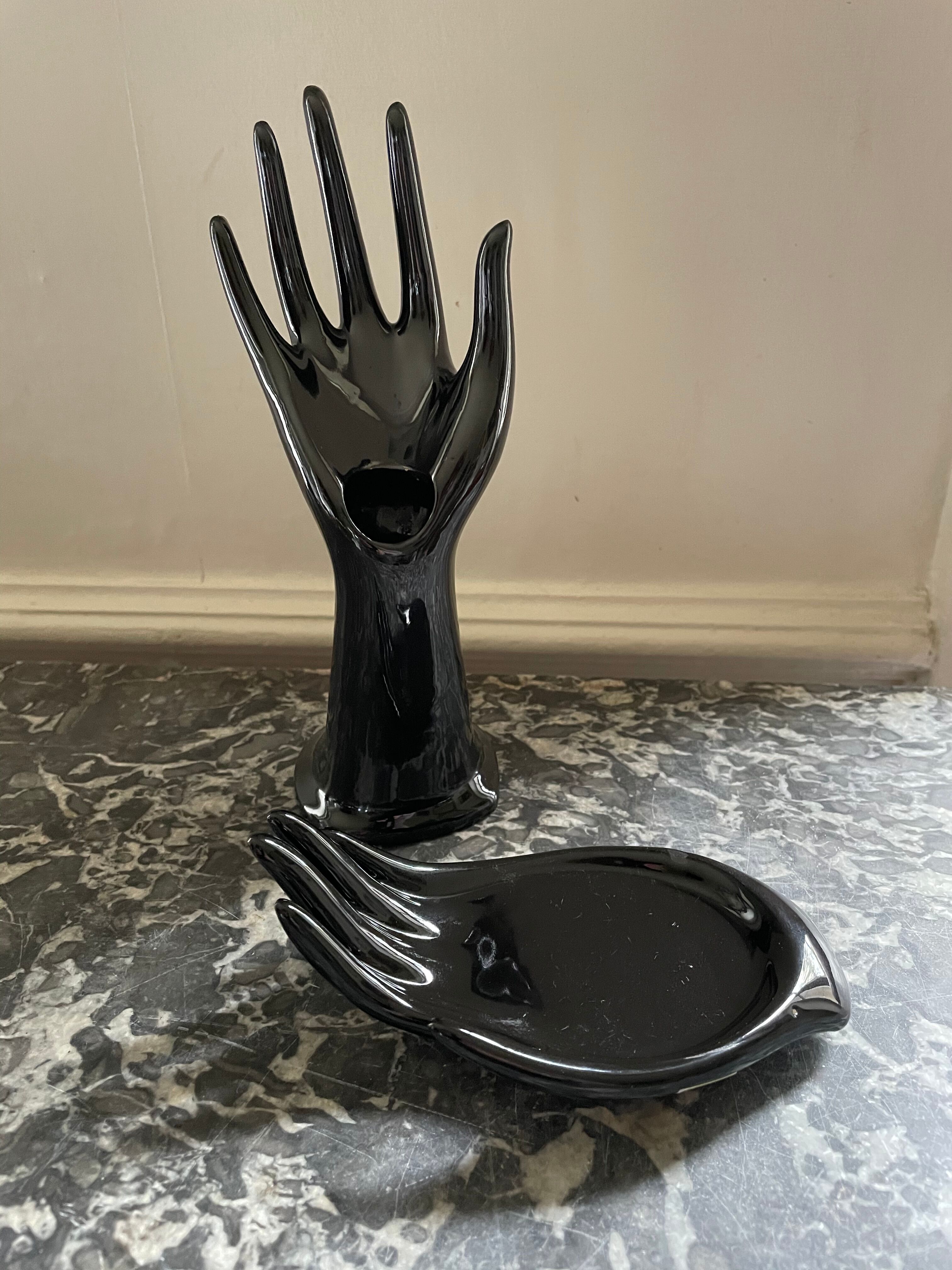 Black ceramic binge hand and cup 1970