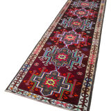 Hand-knotted one-of-a-kind turkish multicolor runner rug 90 cm x 337 cm