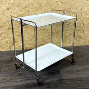 1960s 1970s Serving Cart Dinette Side Table Space Age Design Chrome White