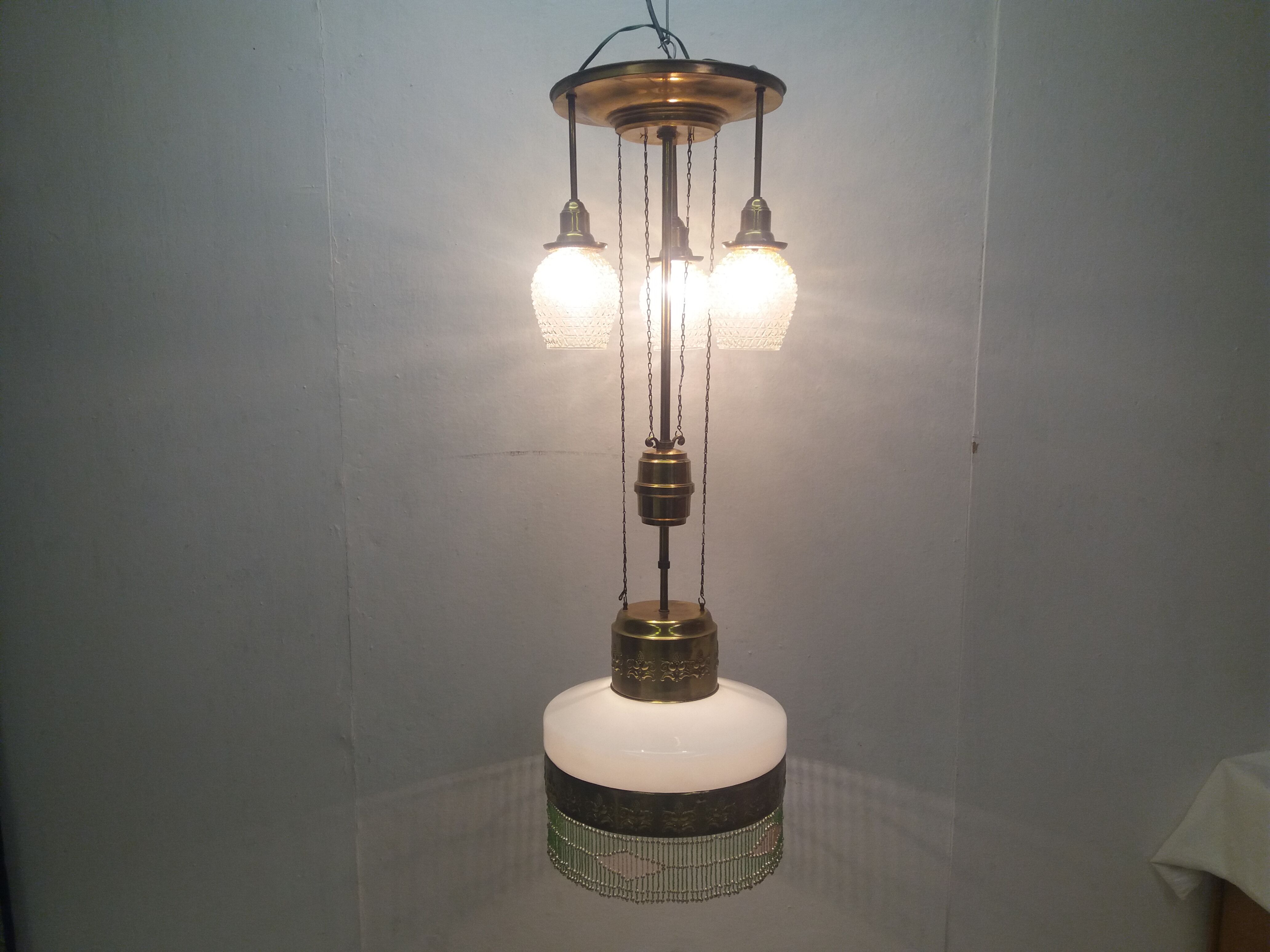 1910 Art Nouveau pull-out chandelier, Czechoslovakia