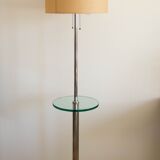 1930s Floor Nickel Lamp with Side Table – Functionalism, Bauhaus