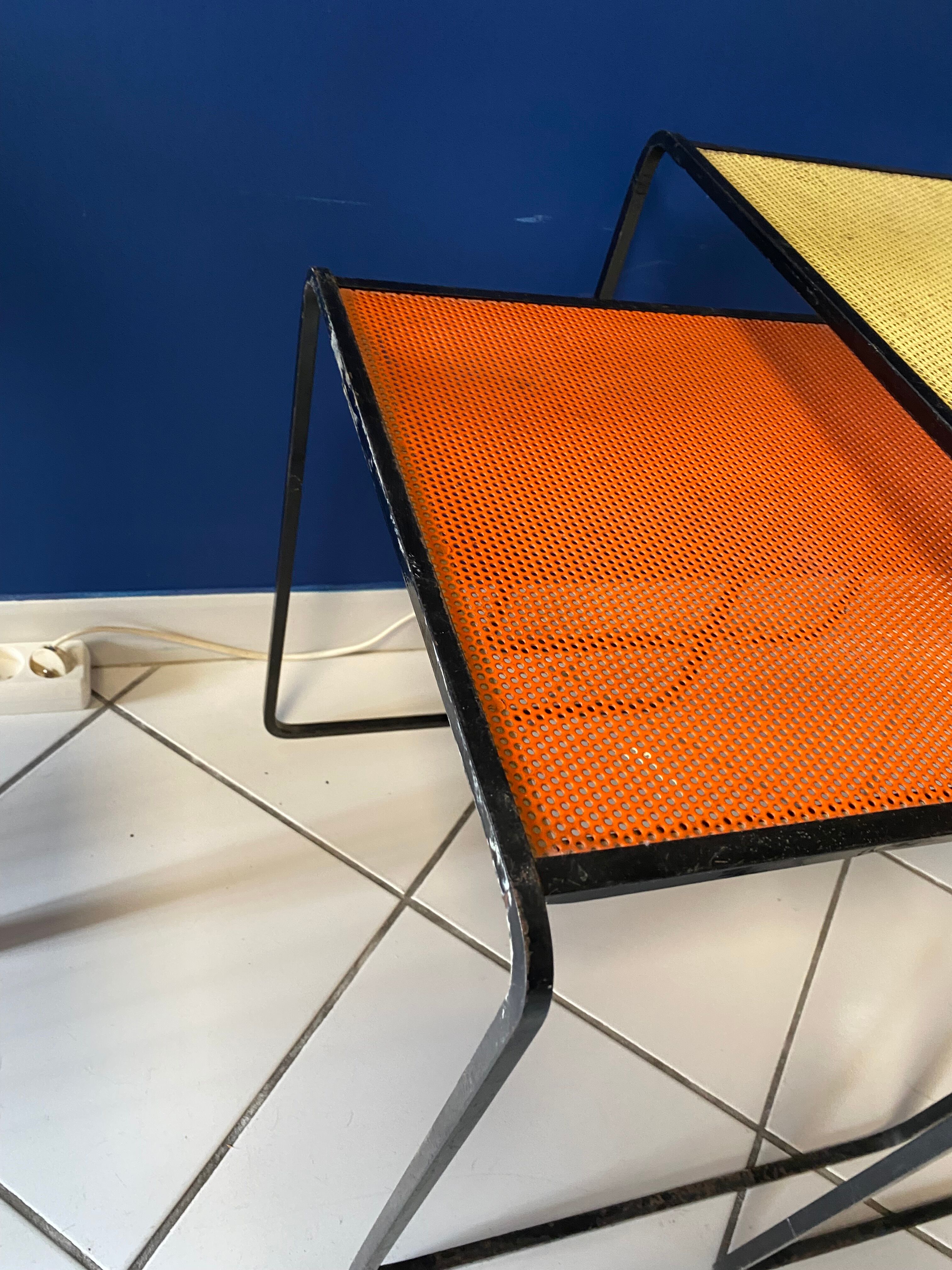 Set of Mathieu Matégot metal pull-out tables