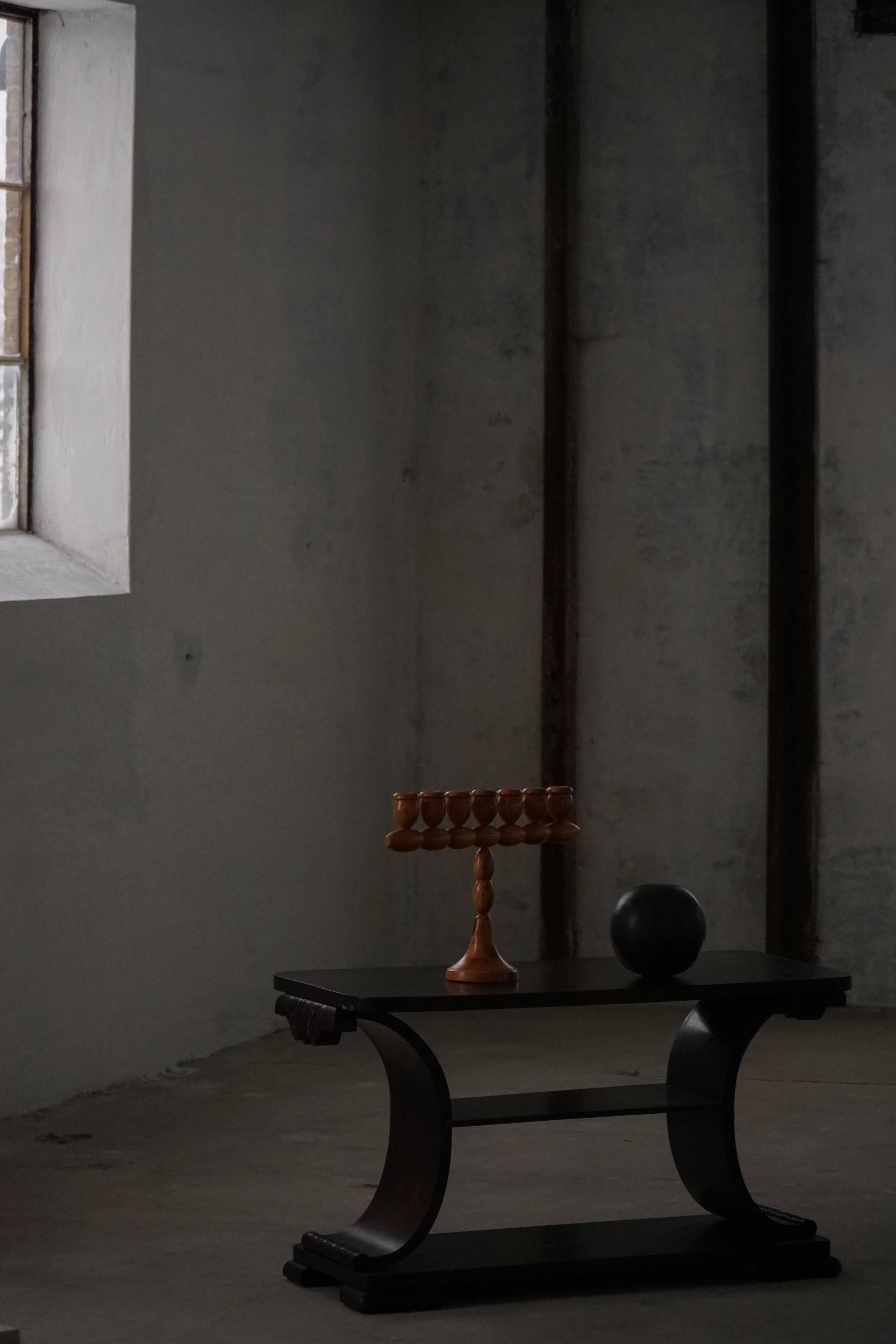 Side table / Low table in Danish Art Deco wood with shelf, 1930s-40s