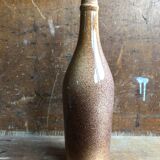 Ancienne Bouteille Grès Marron Beige + Bouchon Vintage