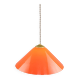 Mid-Century Modern Italian Orange Plexiglass and Brass Pendant Lamp, 1960s