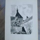 Original Indian ink drawing by Jean Villette (1913-2005)
