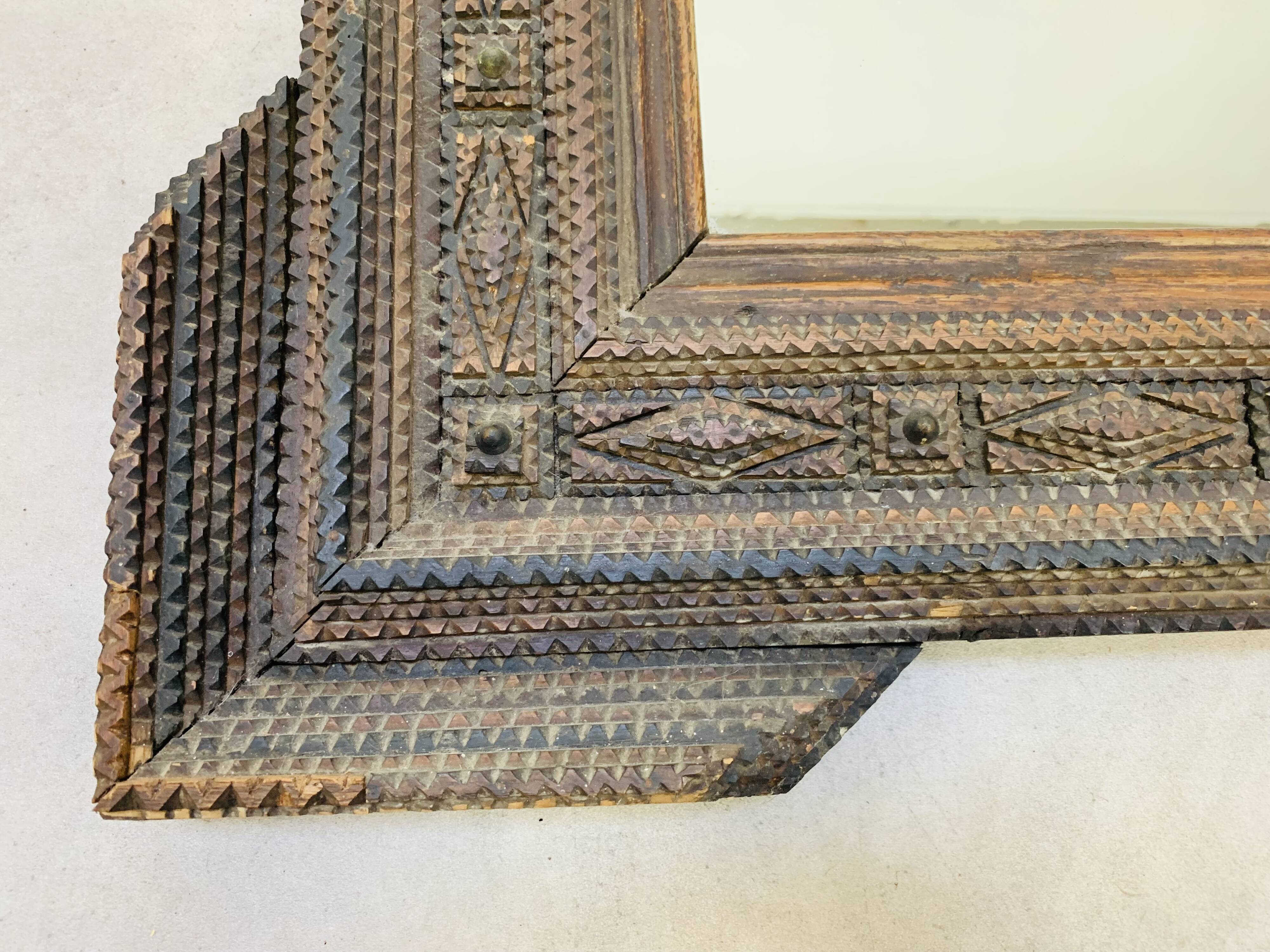 Mirror "tramp art" folk art 103 x 76 cm.