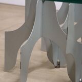 Minimalist sculptural coffee table in metal and glass