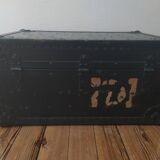 Ancient military trunk made of wood and metal