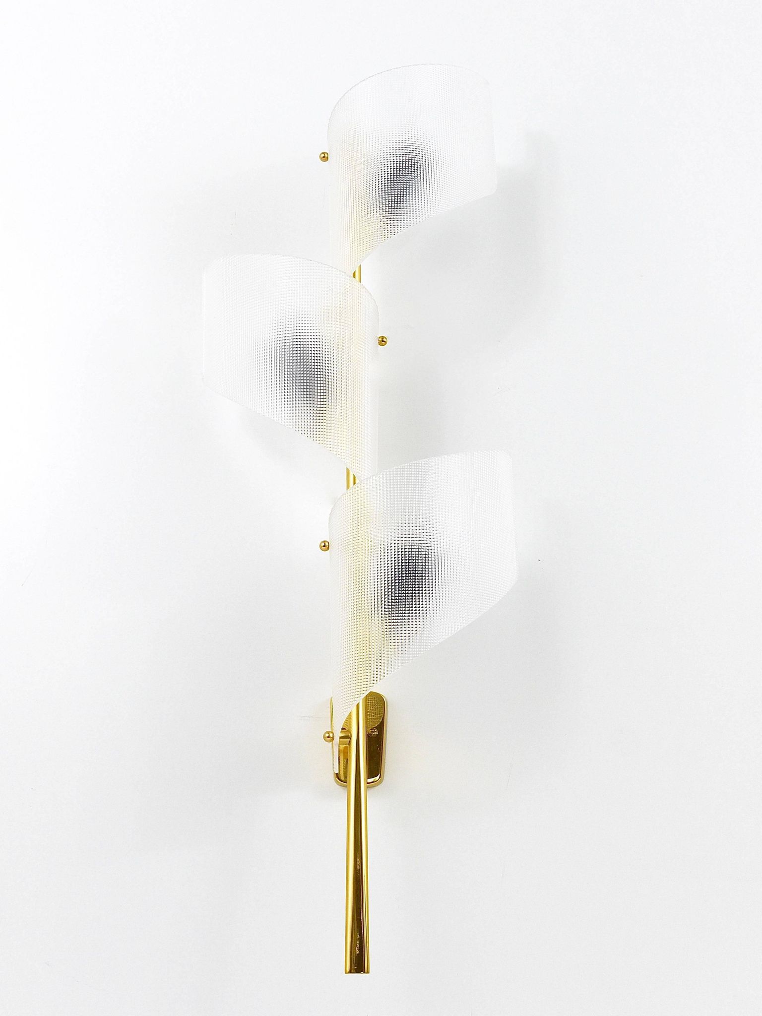 J.T. Kalmar Two Pairs of Large Floral Wall Sconces Auguri in Brass, Austria, 1950s