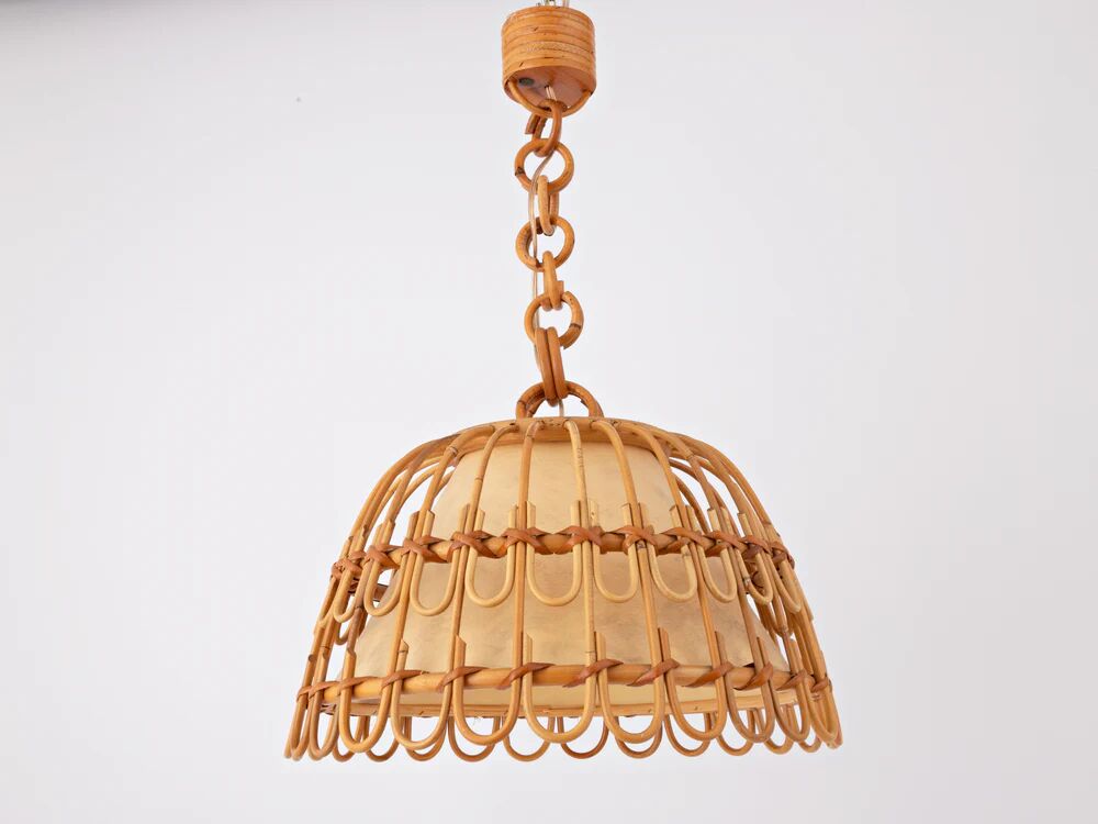 Mid-century Spanish rattan pendant lamp