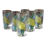 6 glass orangeade glasses, 1970s