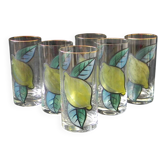6 glass orangeade glasses, 1970s