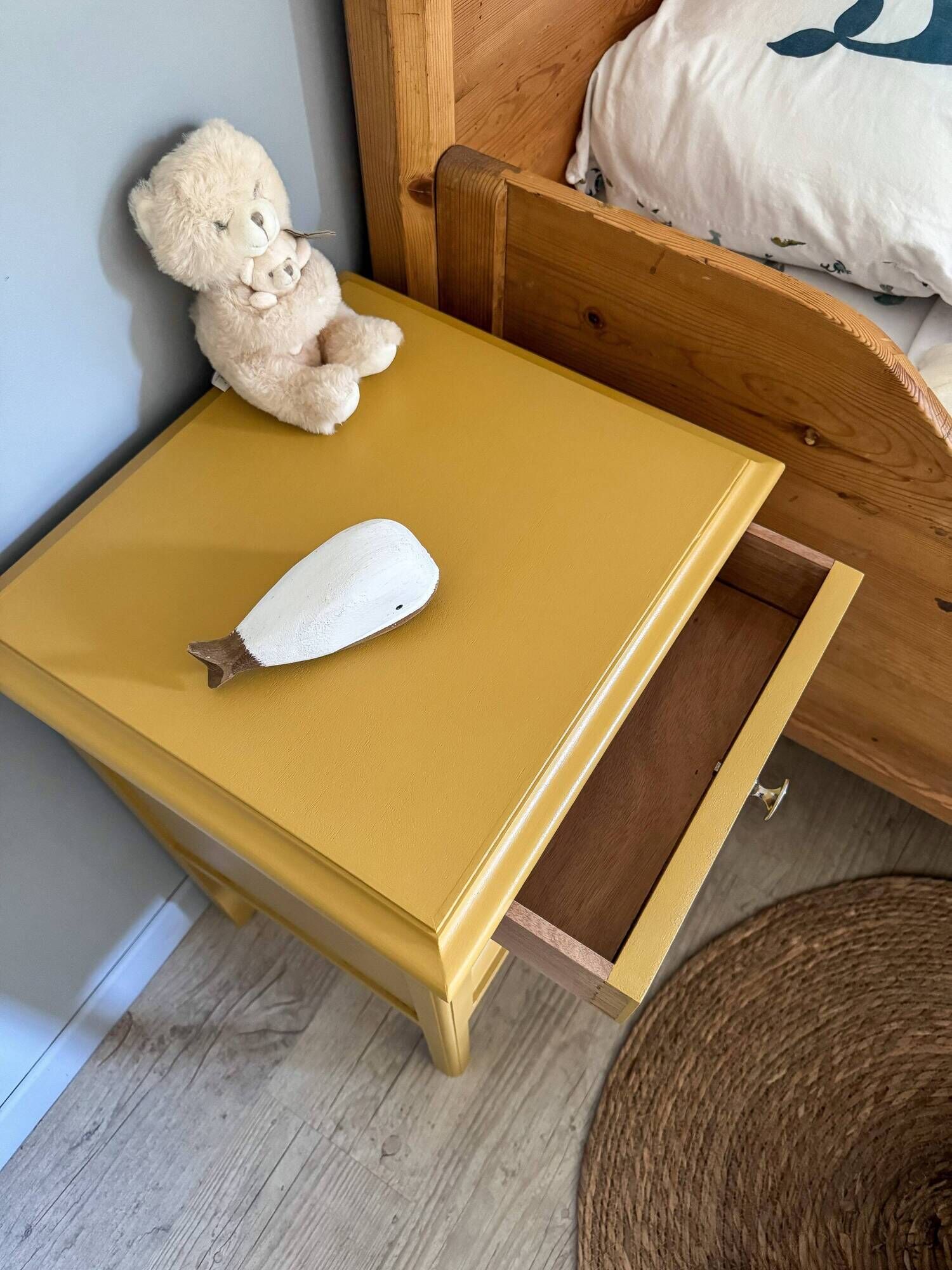 Honey yellow bedside table