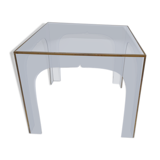 Coffee table in plexiglas, brass, marked ffr-usa, Jegab Sweden